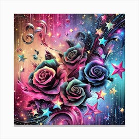 Roses And Stars 1 Canvas Print