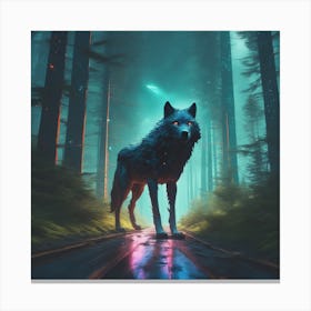 Wolf In The Woods 48 Canvas Print