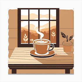 Cup Of Coffee At The Window Canvas Print