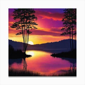 Sunset By The Lake 66 Canvas Print