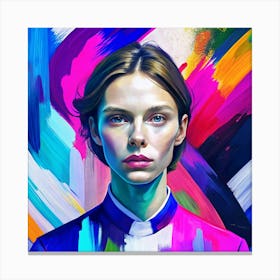 Woman In A Colorful Dress Canvas Print