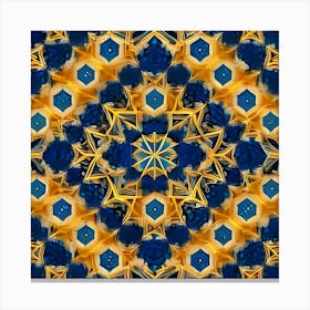 Blue And Gold Mandala Canvas Print