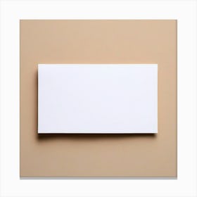 Blank White Card On Beige Background Canvas Print