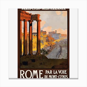 Vintage Travel Poster Rome Italy 1920 Canvas Print