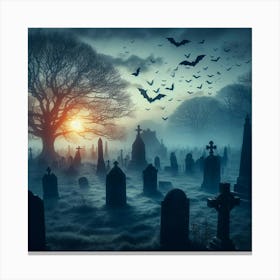 Graveyard At Night 17 Canvas Print