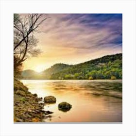 Sunset By The River Canvas Print