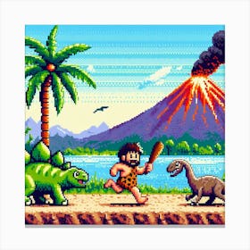 8-bit prehistoric landscape 2 Canvas Print