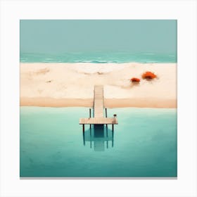 Beach Jetty Oil Painting Artwork Canvas Print