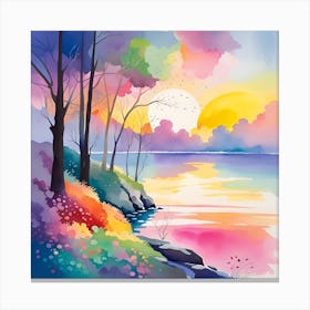 Sunset Watercolor Painting Canvas Print