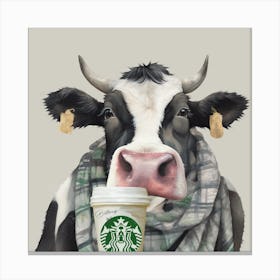 Watercolour Cowbucks Coffee Cow Buttercup Canvas Print