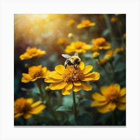 Bee On A Flower 1 Canvas Print