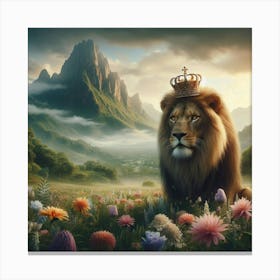 Lion In The Meadow 4 Canvas Print