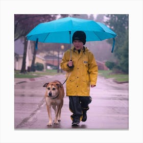 A Photo Of A Kid Walking His Dog In The 8rwrinqer3qnpngcxfftsa Uwslkiohtnwppunu3f45wg Canvas Print