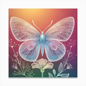 Line Art butterfly 1 Canvas Print