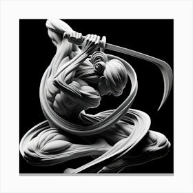 Art Of The Sword Abstraction Figure In Black And White Canvas Print