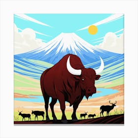 Illustration Of A Bull Canvas Print