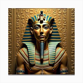 Ancient Egyptian Pharaoh Surrounded By Hieroglyphs And Golden Artifacts 1 Canvas Print