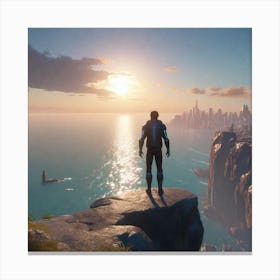 Man Standing On A Cliff Canvas Print