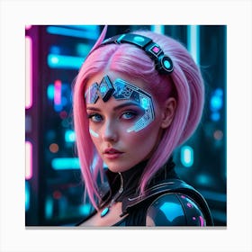 Futuristic Girl With Pink Hair 4 Canvas Print