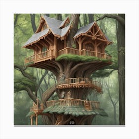 A stunning tree house that is distinctive in its architecture 9 Canvas Print