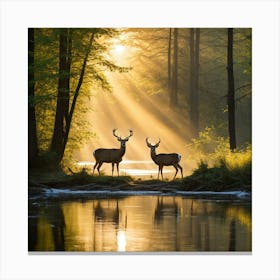 Deer In The Forest art print 1 Canvas Print