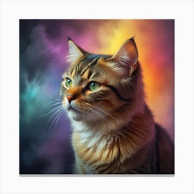 Portrait Of A Cute Cat Bright Colors Canvas Print