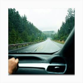 Move Drive Car Countryside Speed Mirror View Window Rear Asphalt Transport Driving Heave (8) Canvas Print