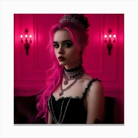 Gothic Girl With Pink Hair 2 Canvas Print