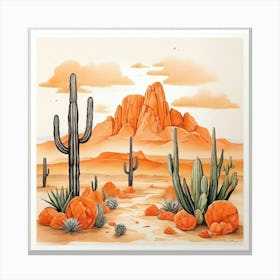 Desert Landscape Print art print Canvas Print