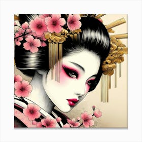 Japan Traditional Geisha Illustration By Ad 63 Canvas Print