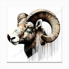 Capricorn Head - Abstract Line Art Illustration 3 Canvas Print