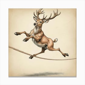 Deer Jumping Rope 2 Canvas Print