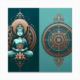 Buddha And Lotus 1 Canvas Print