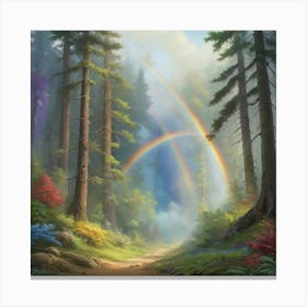 Rainbow In The Forest Art Print 2 Canvas Print