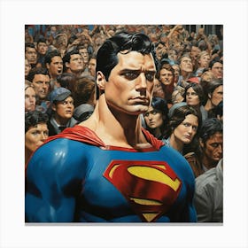 Superman In The Crowd Art Print 3 Canvas Print