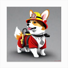 Corgi Firefighter 3 Canvas Print