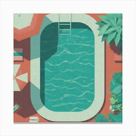 Swimming Pool Flat Design Illustration 1 Canvas Print