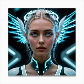 Futuristic Girl With Wings 15 Canvas Print