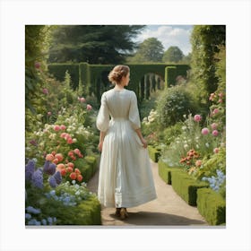 Jane In A Garden Canvas Print