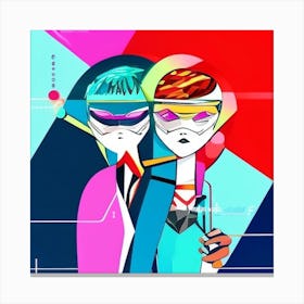 Two People In Colorful Outfits Canvas Print