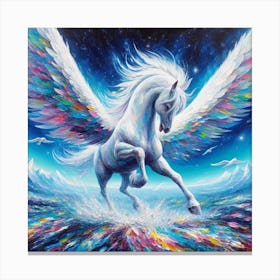 White Horse With Wings 1 Canvas Print