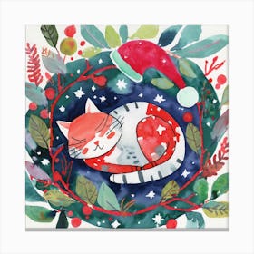 Christmas Lovely Cat Canvas Print