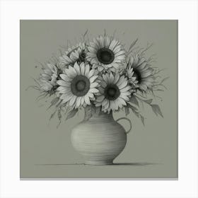 Sunflowers In A Vase Wall Print Canvas Print