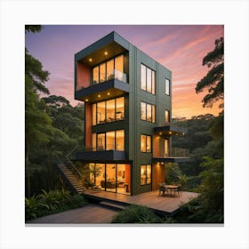 Modern House In The Forest 1 Canvas Print