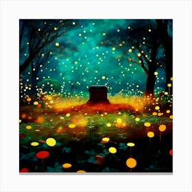 Tomb, Forrest, Based On "Graveyard Of Fireflies", Surrealism, Lighting, Colors Canvas Print