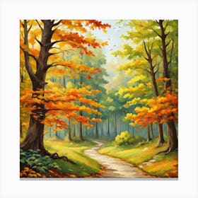 Forest In Autumn In Minimalist Style Square Composition 317 Canvas Print