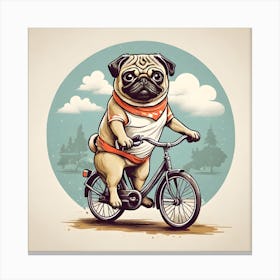 Pug Riding A Bicycle Canvas Print