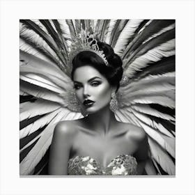 Beautiful Woman With Feathers Canvas Print