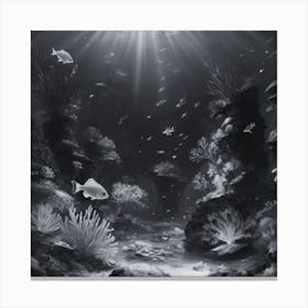 Black And White Underwater Painting 1 Canvas Print