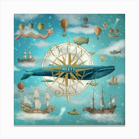Ocean Meets Sky Square Book Cover Canvas Print